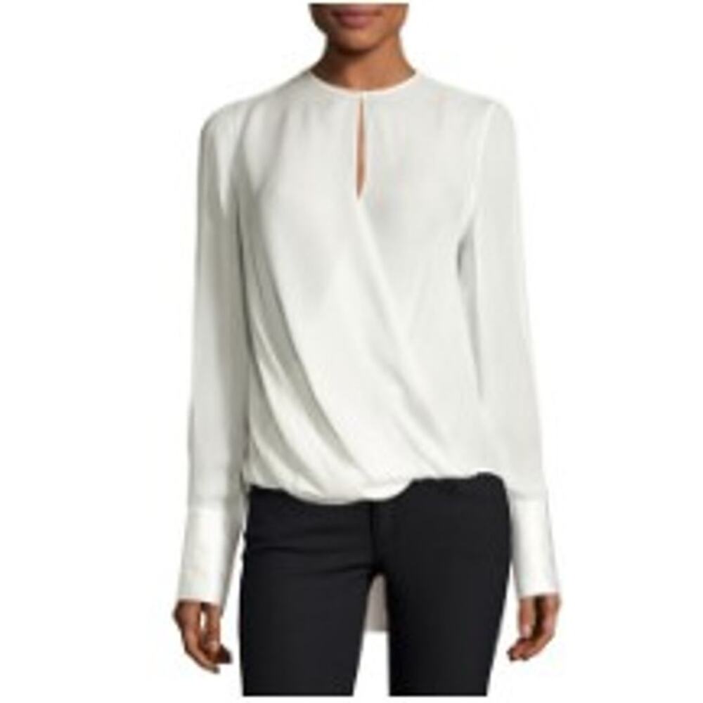 Rag & Bone Max Women's Silk Crossover Blouse, Ivory, XS NEW